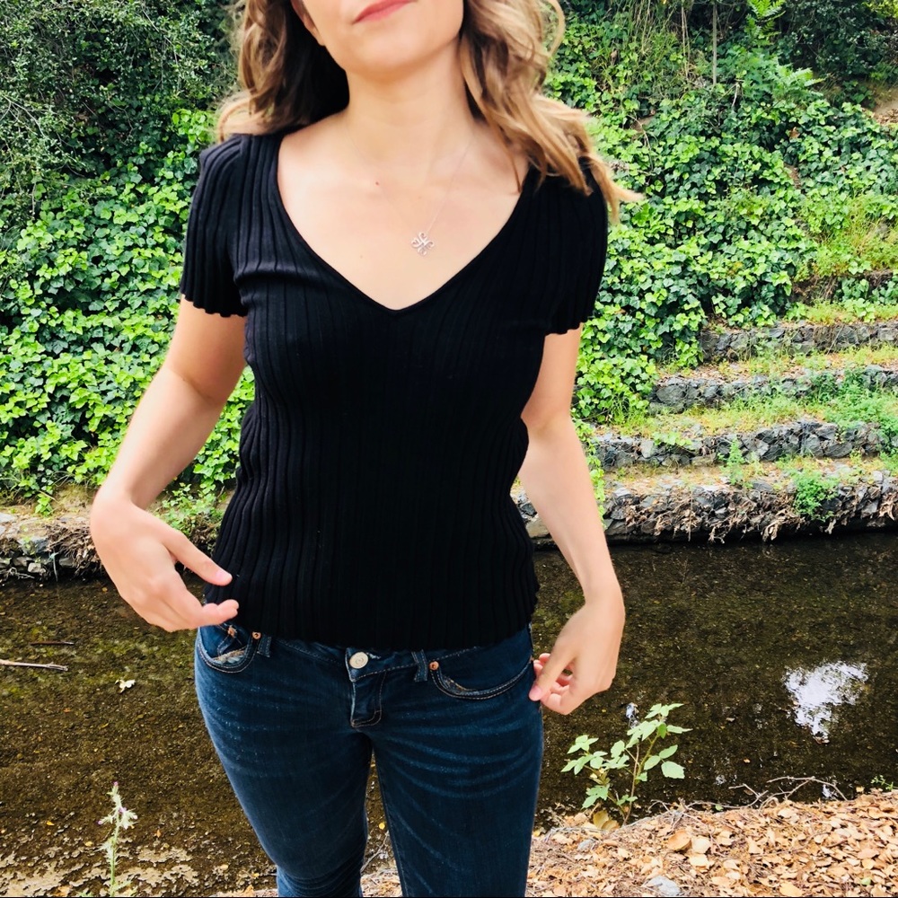 Free People Black Short Sleeved Shirt - Picture 5 of 6